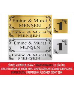 Bertek Dijital Gümüş / Gold Kapı Isimliği, Kapı Numarası Seti 04