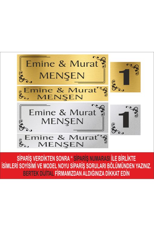 3 lü Bertek Dijital Gümüş / Gold Kapı Isimliği, Kapı Numarası Seti 03