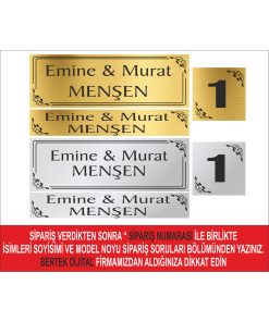 Bertek Dijital Gümüş Kapı Isimliği, Kapı Numarası Seti 02