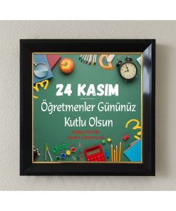 Öğretmenler Günü Kişiye Özel Çerçeveli Pleksi Camlı Tablo 20 x 20 cm