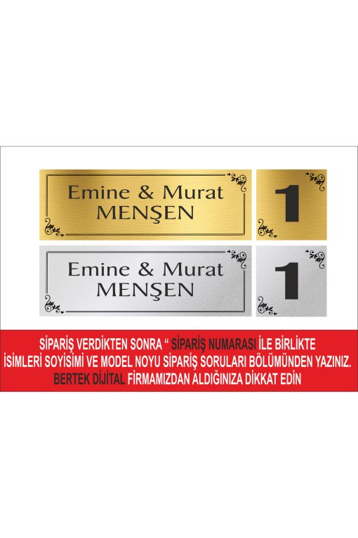 Bertek Ijital Gümüş Kapı Isimliği, Kapı Numarası Seti 01