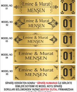 Bertek Dijital Altın Metal Levha Kapı Isimliği, Kapı Numarası Isimliği