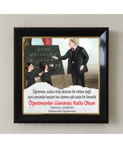 Öğretmenler Günü Kişiye Özel Çerçeveli Pleksi Camlı Tablo 20 x 20 cm