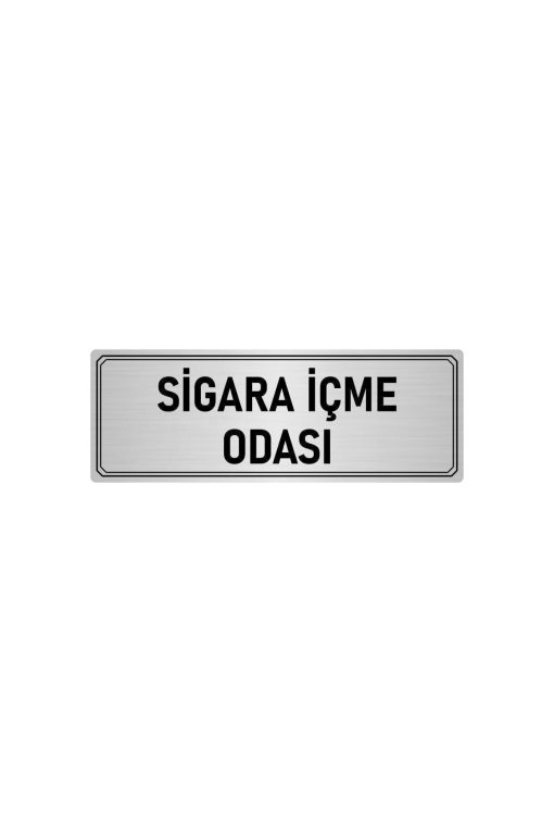Metal Yönlendirme Levhası, Departman Kapı Isimliği Sigara Içme Odası 7x20 Cm Gümüş Renk