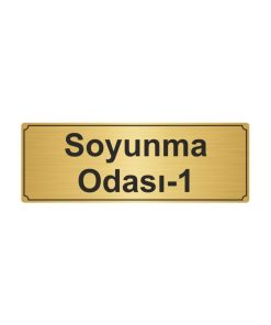 Soyunma Odası Odası Yönlendirme Levhası 10x20cm Altın Renk Metal