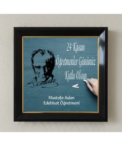 Öğretmenler Günü Kişiye Özel Çerçeveli Pleksi Camlı Tablo 20 x 20 cm