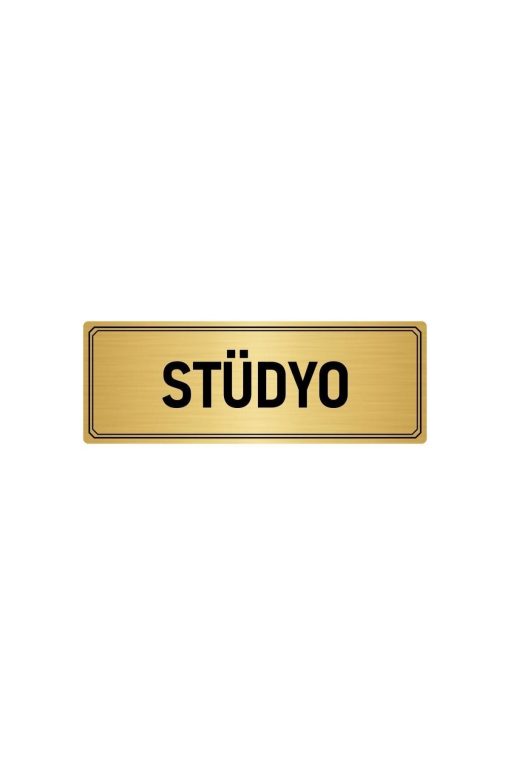 Metal Yönlendirme Levhası, Departman Kapı Isimliği Stüdyo 10x20 Cm Altın Renk