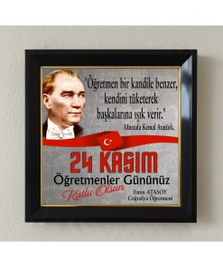 Öğretmenler Günü Kişiye Özel Çerçeveli Pleksi Camlı Tablo 20 x 20 cm