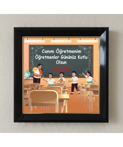 Öğretmenler Günü Kişiye Özel Çerçeveli Pleksi Camlı Tablo 20 x 20 cm 08