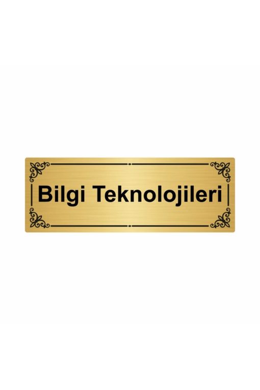 Bilgi Teknolojileri 7x20cm Altın Renk Metal Yönlendirme Levhası
