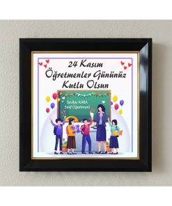 Öğretmenler Günü Kişiye Özel Çerçeveli Pleksi Camlı Tablo 20 x 20 cm 06
