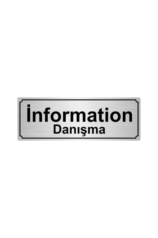Gümüş Metal Information Yönlendirme Levhası 7cm x 20cm