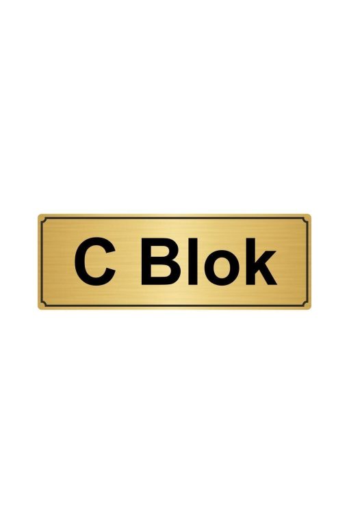 Altın Renk Metal C Blok Yönlendirme Levhası 10cmx20cm