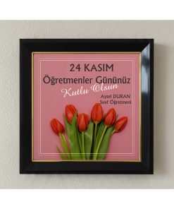 Öğretmenler Günü Kişiye Özel Çerçeveli Pleksi Camlı Tablo 20 x 20 cm 03
