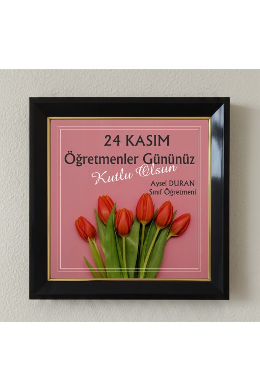 Öğretmenler Günü Kişiye Özel Çerçeveli Pleksi Camlı Tablo 20 x 20 cm 03
