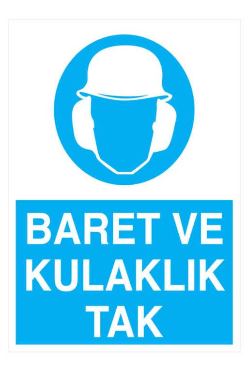 Baret Gözlük Ve Kulaklık Tak İş Güvenliği 20X30 CM