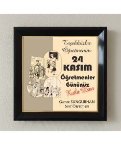 Öğretmenler Günü Kişiye Özel Çerçeveli Pleksi Camlı Tablo 20 x 20 cm 04
