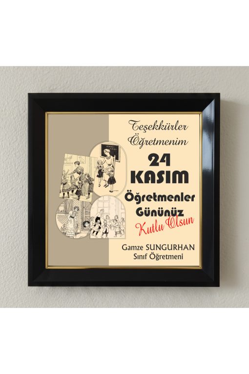 Öğretmenler Günü Kişiye Özel Çerçeveli Pleksi Camlı Tablo 20 x 20 cm 04
