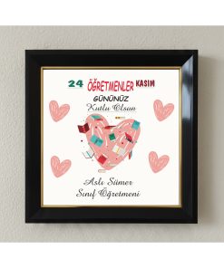 Öğretmenler Günü Kişiye Özel Çerçeveli Pleksi Camlı Tablo 20 x 20 cm 02