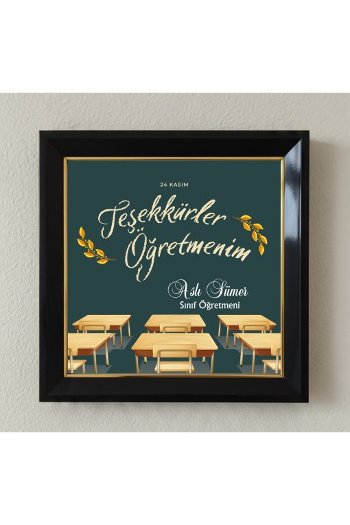 Öğretmenler Günü Kişiye Özel Çerçeveli Pleksi Camlı Tablo 20 x 20 cm