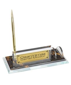 Kristal Cam Kalemli Kişiye Özel Masa İsimliği KMI480