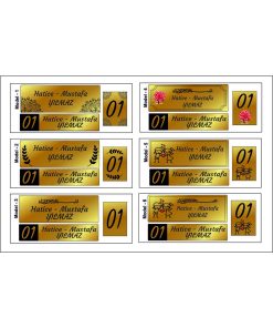 3'lü Set Kapı Isimliği, Kapı Numarası, Posta Kutusu Isimliği Gold