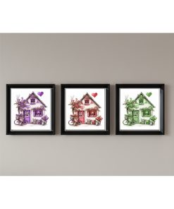 Çerçeveli Pleksi Camlı Çatılı Ev Temalı Tablo 20 x 20 cm