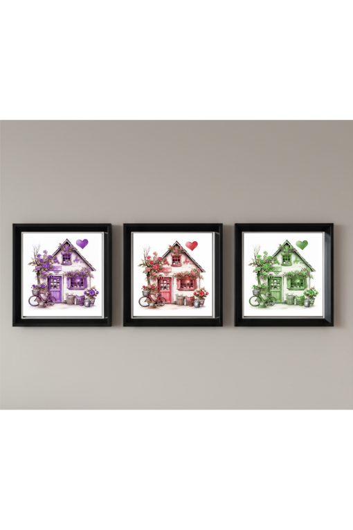 Çerçeveli Pleksi Camlı Çatılı Ev Temalı Tablo 20 x 20 cm