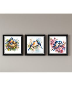 Çerçeveli Pleksi Camlı Kuşlar Temalı Tablo 20 x 20 cm