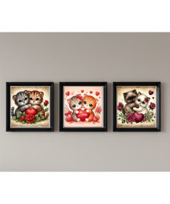 Çerçeveli Pleksi Camlı Şirin Kediler Temalı Tablo 20 x 20 cm