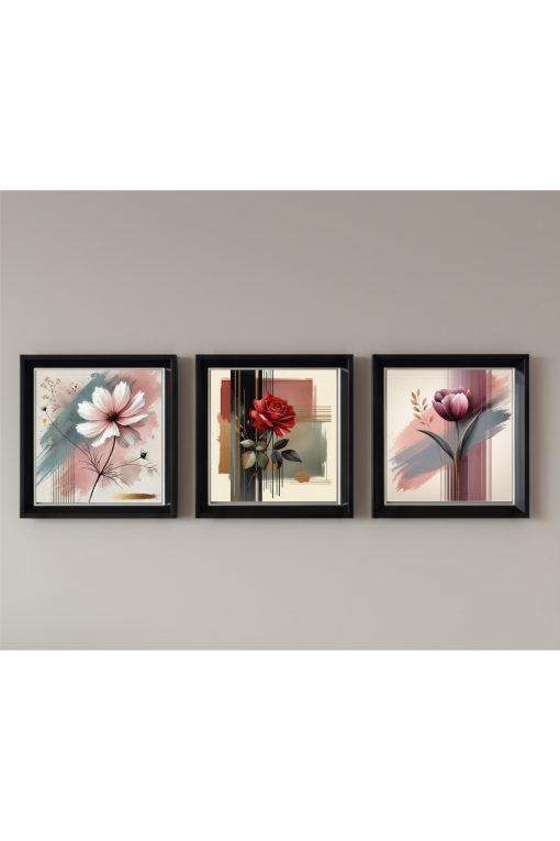 Çerçeveli Pleksi Camlı Güller Temalı Tablo 20 x 20 cm