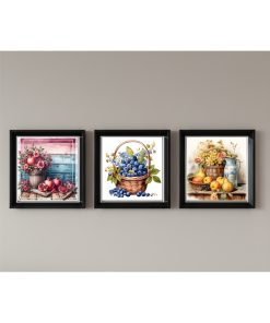 Çerçeveli Pleksi Camlı Meyveler Temalı Tablo 20 x 20 cm