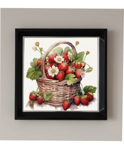 Çilek Temalı Çerçeveli Pleksi Camlı Tablo 20 x 20 cm