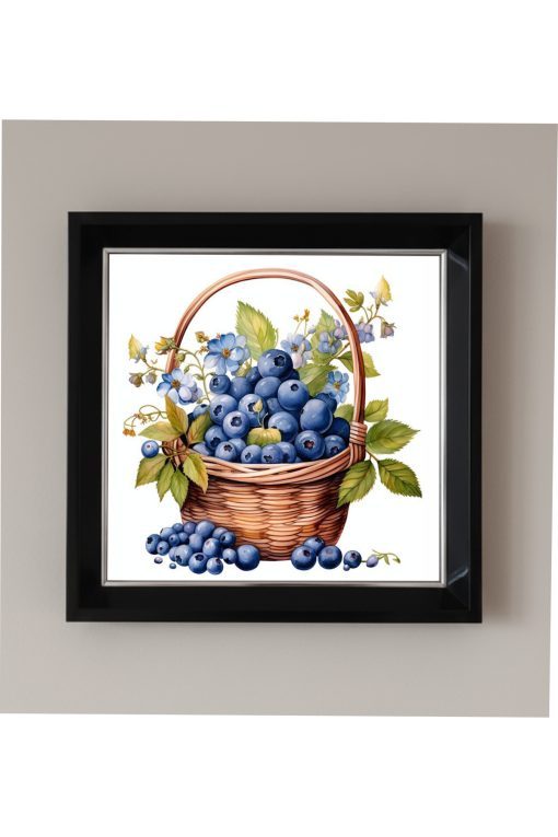 Çerçeveli Pleksi Camlı Üzüm ve Sepet Temalı Tablo 20 x 20 cm