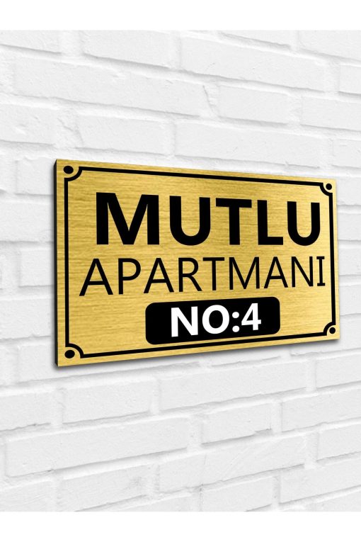 Apartman-site Kapı Isimliği Kapı Tabelası Gold 20x30 Cm