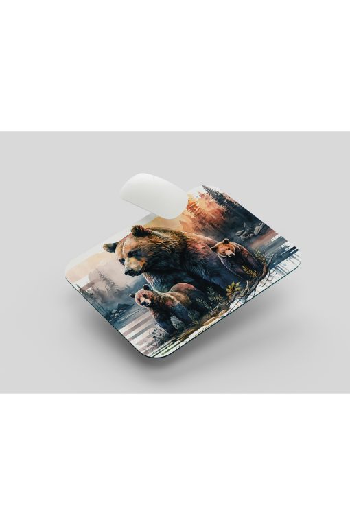 3D Ayı Ailesi Mouse Pad, Diktörgen Mousepad, Mause Pad Ofis Mausepad