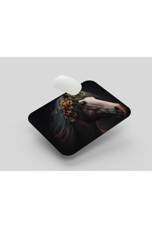 3D Çiçekli At Mouse Pad, Diktörgen Mousepad, Mause Pad Ofis Mausepad