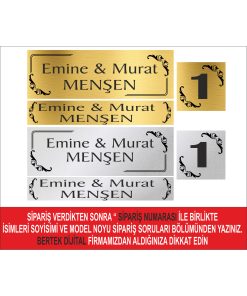 Bertek Dijital Gümüş / Gold Kapı Isimliği, Kapı Numarası Seti 05