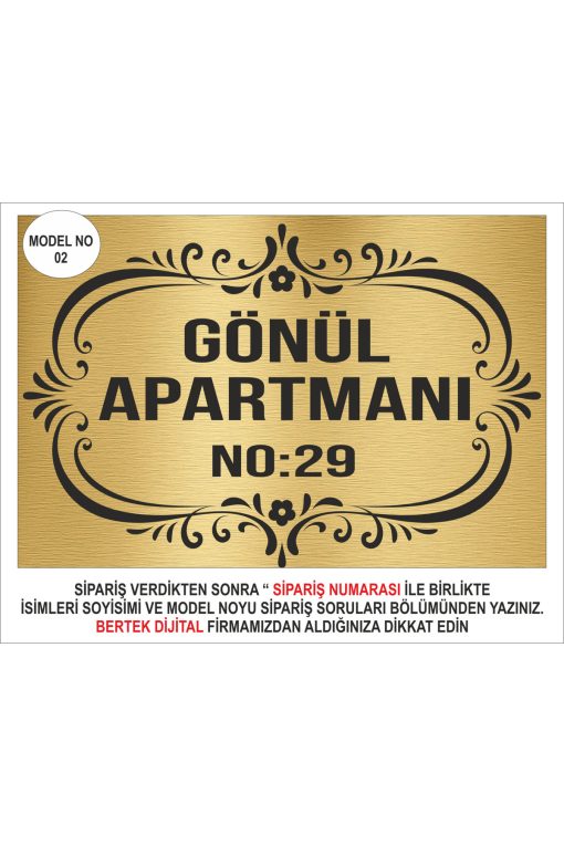 KOPYA - Bertek Dijital - Gold Site Apartman Isimliği Aparman Tabelası Metal Aliminyum