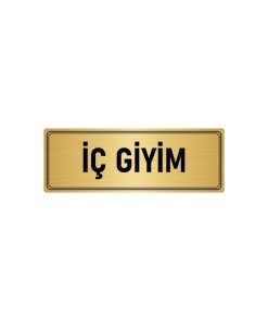 Metal Yönlendirme Levhası, Departman Kapı Isimliği Iç Giyim 10x20 Cm Altın Renk