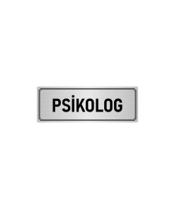 Metal Yönlendirme Levhası, Departman Kapı Isimliği Psikolog 7x20 Cm Gümüş Renk