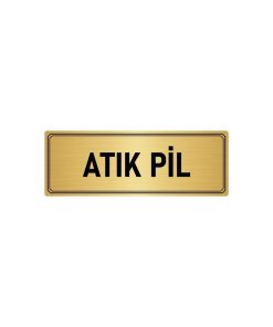 Metal Yönlendirme Levhası, Departman Kapı Isimliği Atık Pil 7x20 Cm Altın Renk
