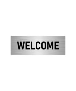 Metal Yönlendirme Levhası, Departman Kapı Isimliği Welcome 10x20 Cm Gümüş Renk