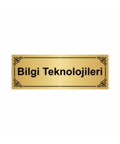 Bilgi Teknolojileri 7x20cm Altın Renk Metal Yönlendirme Levhası