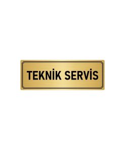 Metal Yönlendirme Levhası, Departman Kapı Isimliği Teknik Servis 5x20 Cm Altın Renk