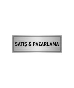 Metal Yönlendirme Levhası, Departman Kapı Isimliği Satış & Pazarlama 5x20 Cm Gümüş Renk
