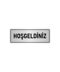 Metal Yönlendirme Levhası, Departman Kapı Isimliği Hoşgeldiniz 7x20 Cm Gümüş Renk