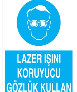 Lazer Işını Koruyucu Gözlük Kullan İş Güvenliği YAPIŞKANLI STİCKER 35X50 CM
