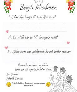 Düğün Nikah Tebessümlü Mesaj Kartı - Düğün Nikah Not Kartı - 13 x 18 Cm - 25 Adet