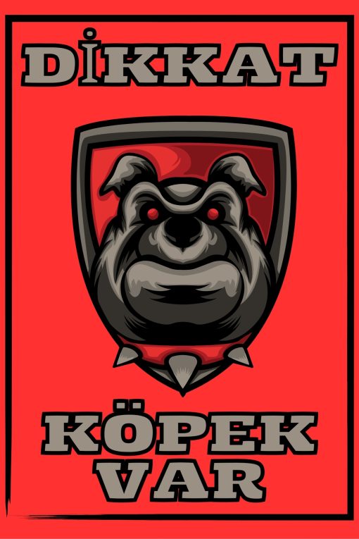 Kırmızı Zemin Dikkat Köpek Var 20 cm x 30 cm 3 mm Dekota